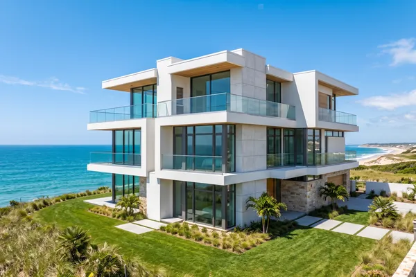 Modern hillside property exterior on Crestline Drive